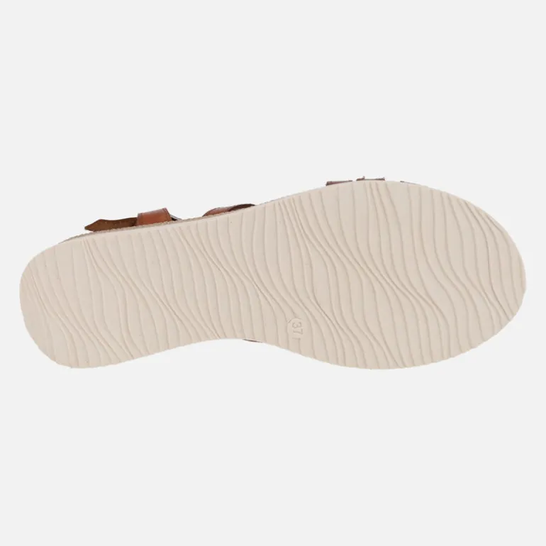 Sandalias de piel combinadas con cuña baja