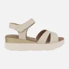 Sandalias de piel con cierre de velcro y cuña bicolor