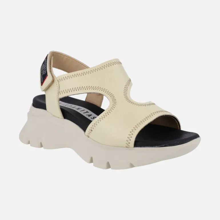 Sandalias de piel con cierre de velcro y plataforma