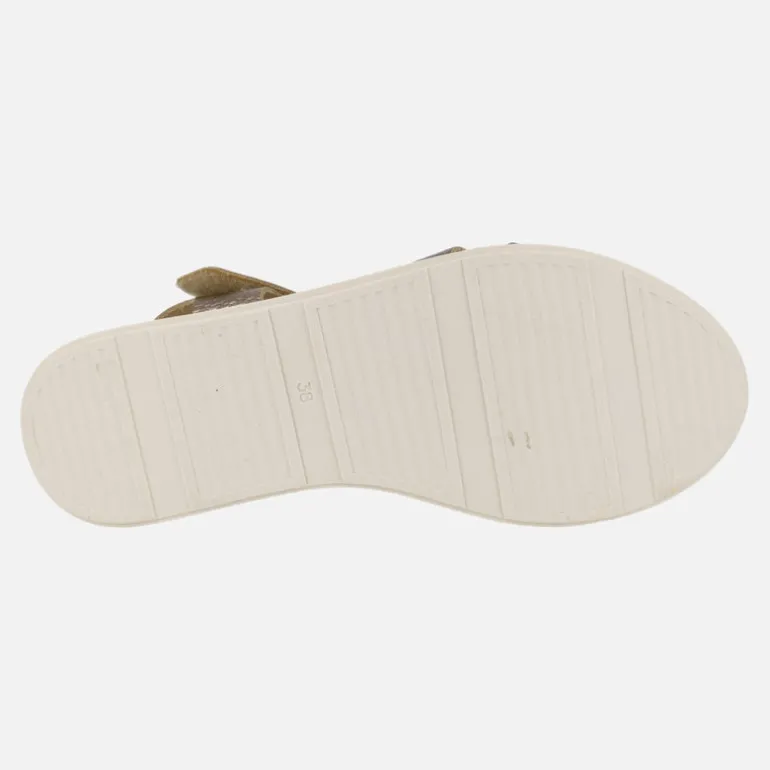 Sandalias de piel con cierre de velcro y cuña bicolor