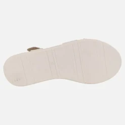 Sandalias de piel con cierre de velcro y cuña bicolor