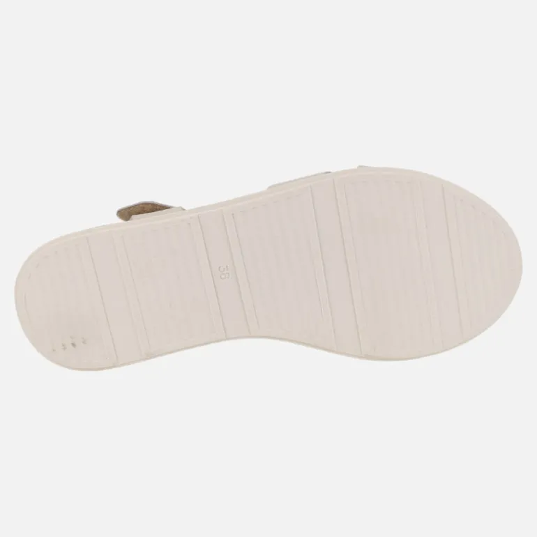 Sandalias de piel con cierre de velcro y cuña bicolor