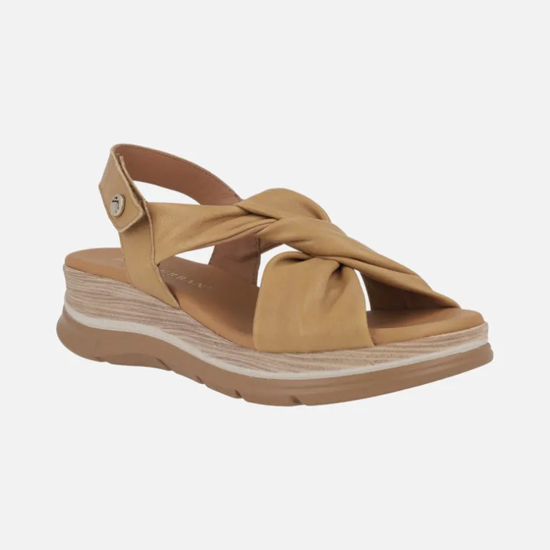 Sandalias de piel con cierre de velcro y detalle de nudo