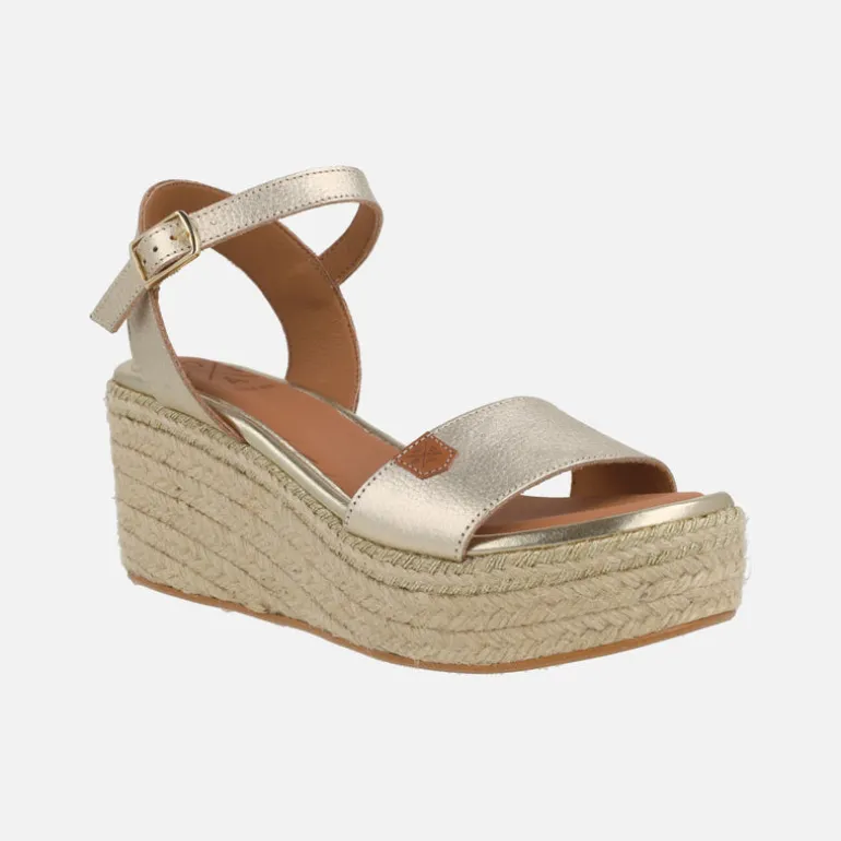 Sandalias de piel con cuña de yute y plataforma Arambol