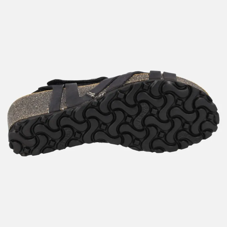 Sandalias de piel con cuña y cierre de velcros