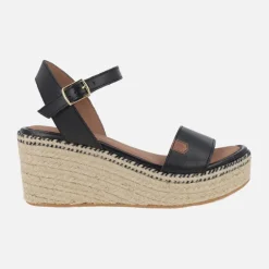 Sandalias de piel con cuña de yute y plataforma Arambol