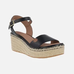 Sandalias de piel con cuña de yute y plataforma Arambol