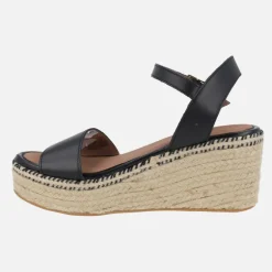 Sandalias de piel con cuña de yute y plataforma Arambol