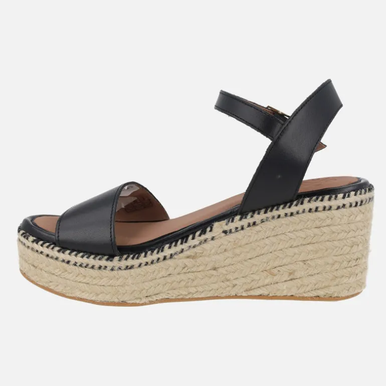 Sandalias de piel con cuña de yute y plataforma Arambol