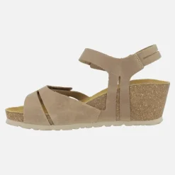 Sandalias de piel con cuña y cierre de velcros