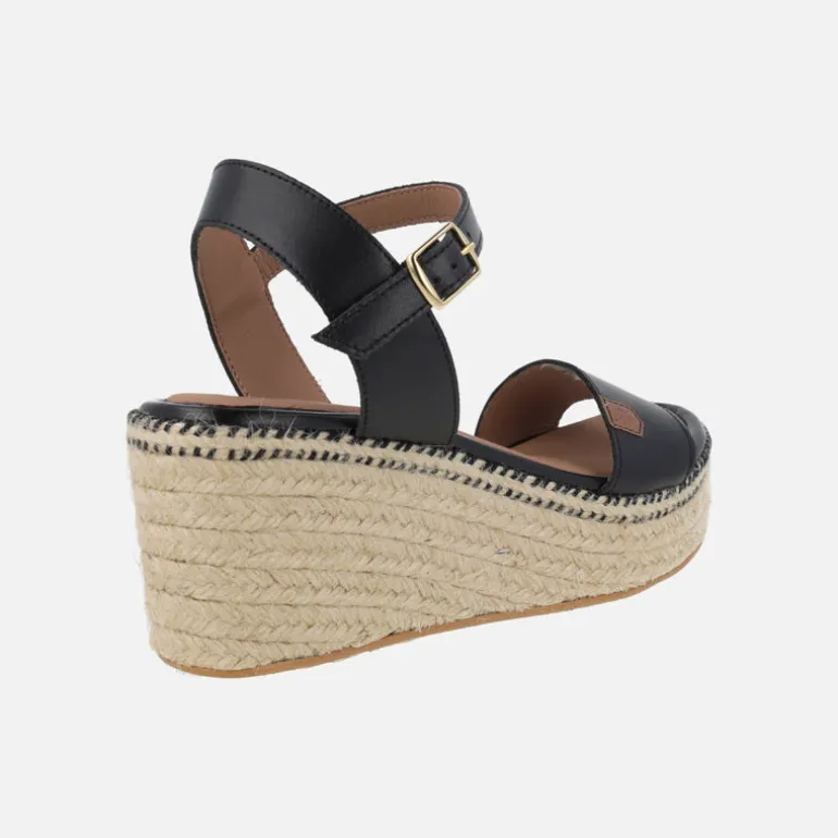 Sandalias de piel con cuña de yute y plataforma Arambol