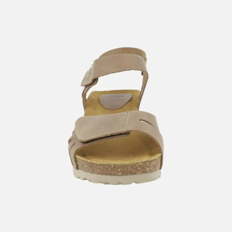 Sandalias de piel con cuña y cierre de velcros