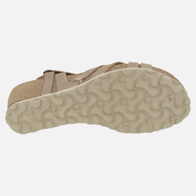 Sandalias de piel con cuña y cierre de velcros