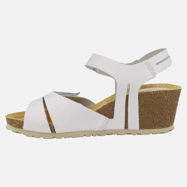 Sandalias de piel con cuña y cierre de velcros