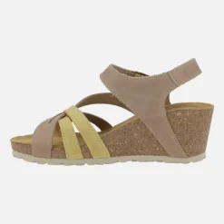 Sandalias de piel con cuña de corcho y cierre de velcro