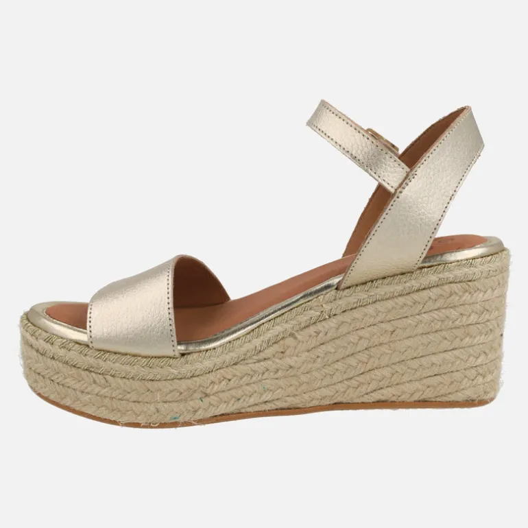 Sandalias de piel con cuña de yute y plataforma Arambol