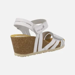 Sandalias de piel con cuña y cierre de velcros