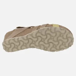 Sandalias de piel con cuña de corcho y cierre de velcro