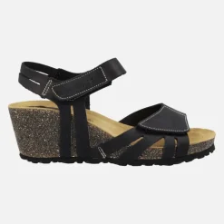 Sandalias de piel con cuña y cierre de velcros