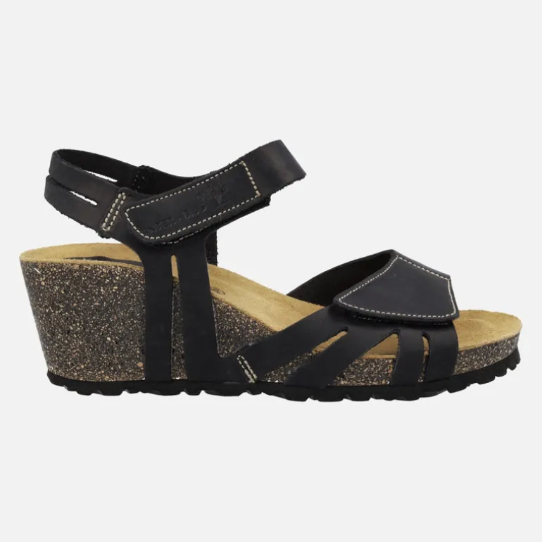 Sandalias de piel con cuña y cierre de velcros