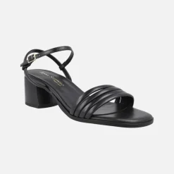 Sandalias de piel con cuatro tiras delanteras y pulsera al tobillo