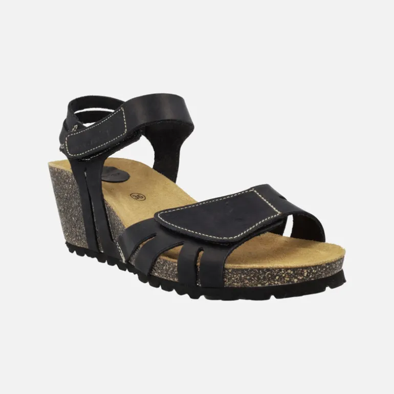 Sandalias de piel con cuña y cierre de velcros