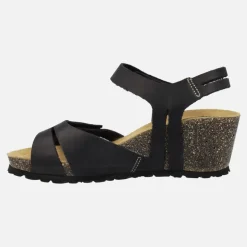 Sandalias de piel con cuña y cierre de velcros