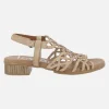 Sandalias de piel con detalle de troquelados y tacón bajo