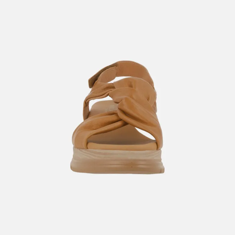 Sandalias de piel con detalle de nudo y cierre de velcro
