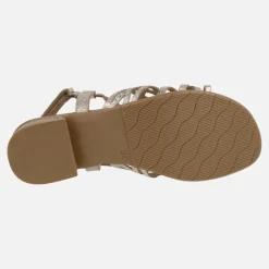 Sandalias de piel con detalle de troquelados y tacón bajo