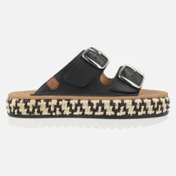 Sandalias de piel con hebillas y plataforma de rafia Collao Bombay