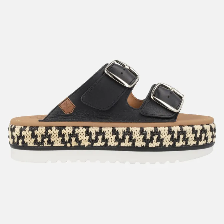 Sandalias de piel con hebillas y plataforma de rafia Collao Bombay