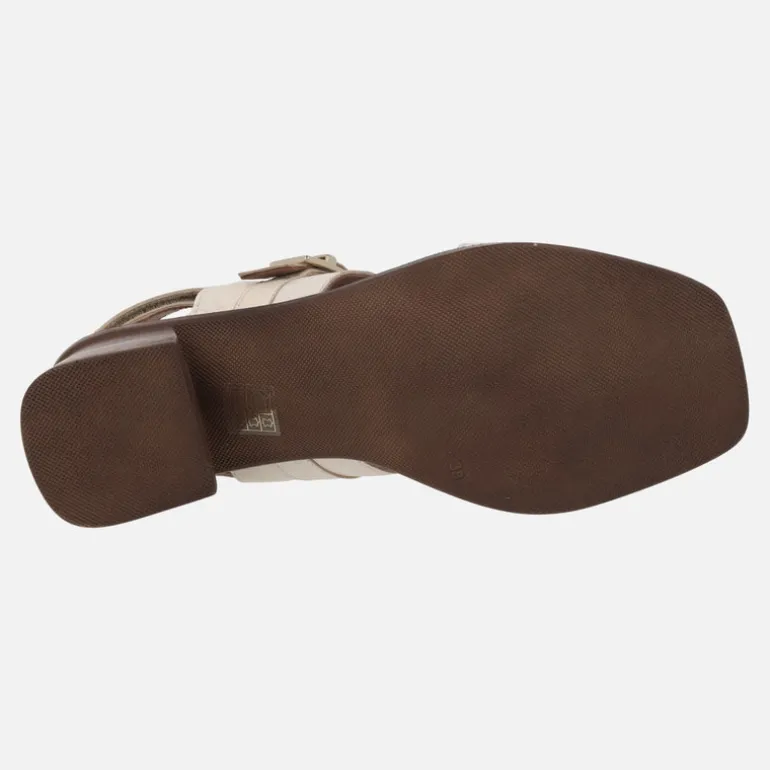 Sandalias de piel con hebilla decorativa y cierre de velcro