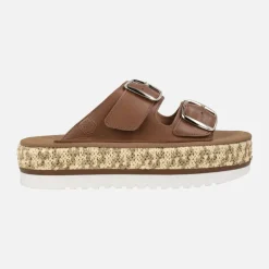 Sandalias de piel con hebillas y plataforma de rafia Collao Bombay