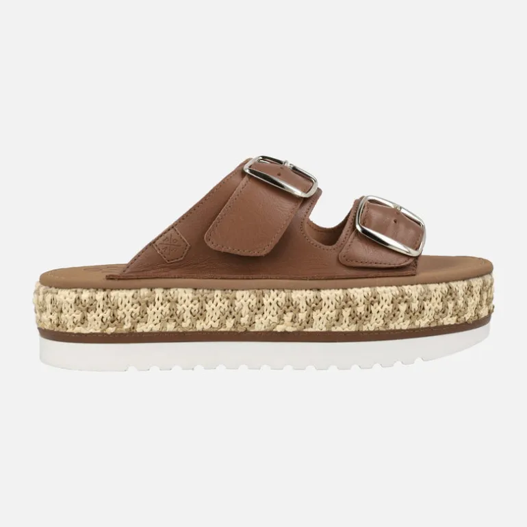 Sandalias de piel con hebillas y plataforma de rafia Collao Bombay