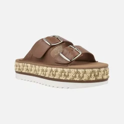 Sandalias de piel con hebillas y plataforma de rafia Collao Bombay