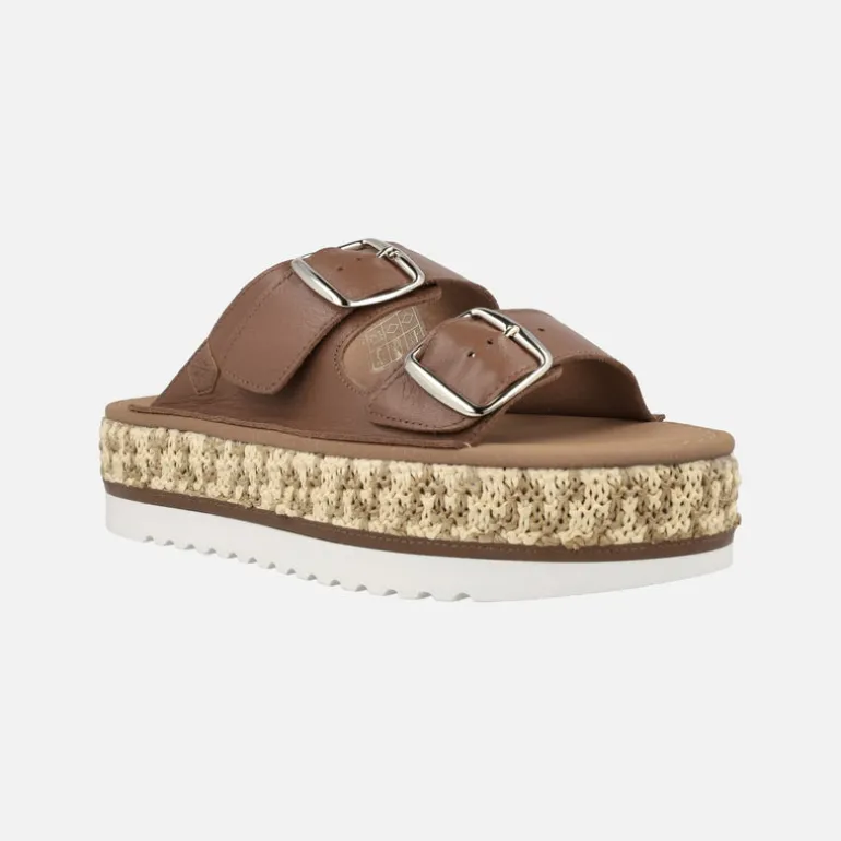 Sandalias de piel con hebillas y plataforma de rafia Collao Bombay