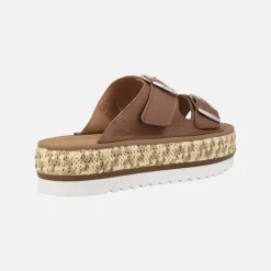 Sandalias de piel con hebillas y plataforma de rafia Collao Bombay