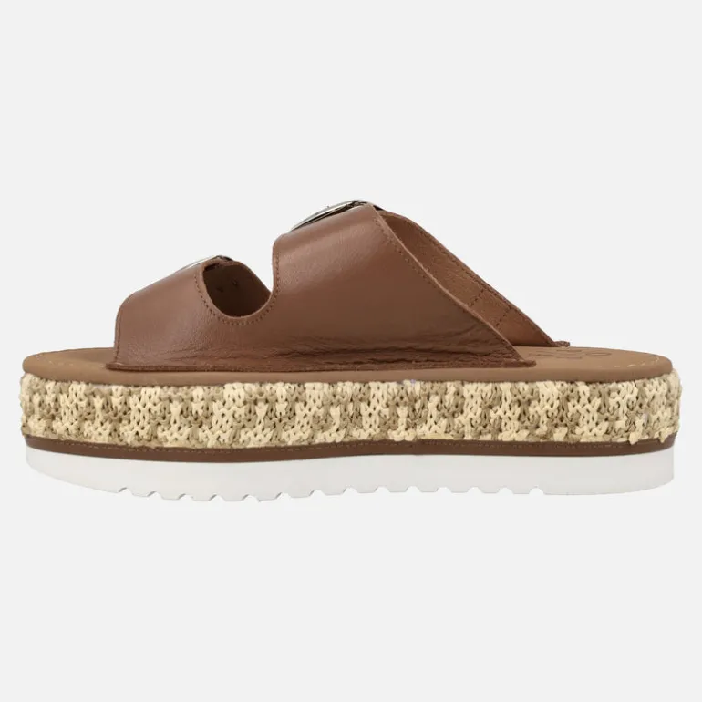 Sandalias de piel con hebillas y plataforma de rafia Collao Bombay