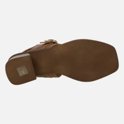 Sandalias de piel con hebilla decorativa y cierre de velcro