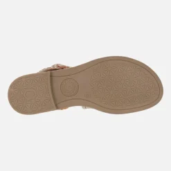 Sandalias de piel con pespuntes y hebilla nacarada