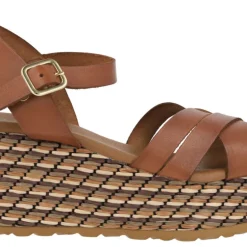 Sandalias de piel con platafoma de rafia Tiziana