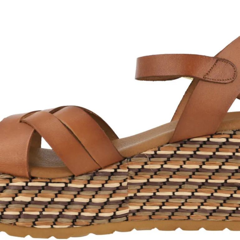 Sandalias de piel con platafoma de rafia Tiziana