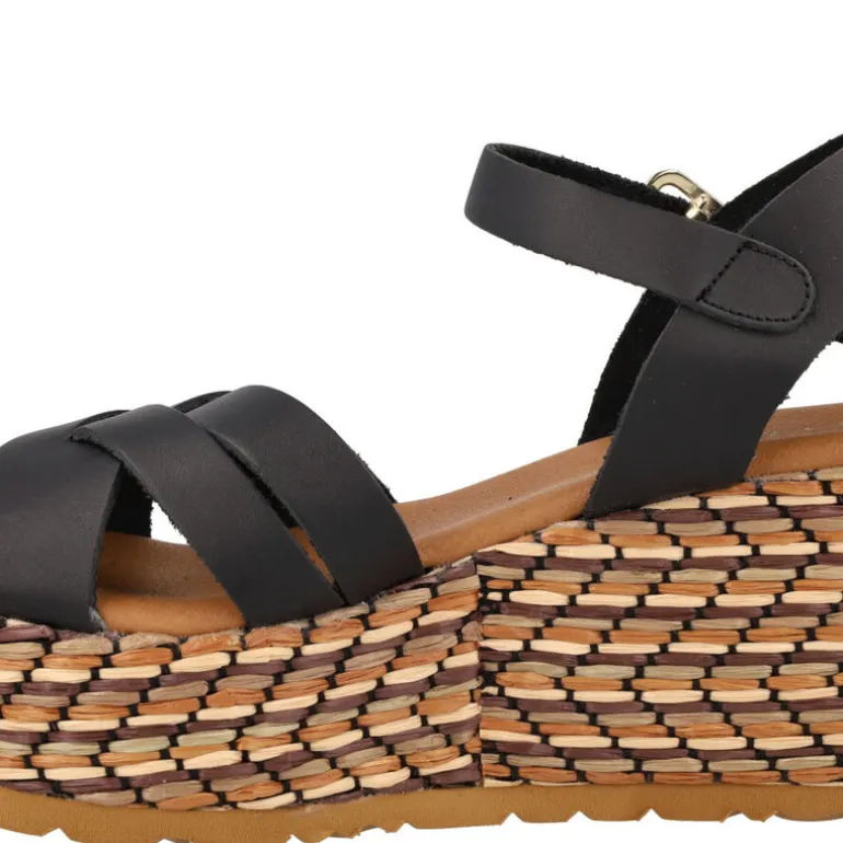 Sandalias de piel con platafoma de rafia Tiziana