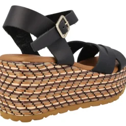 Sandalias de piel con platafoma de rafia Tiziana