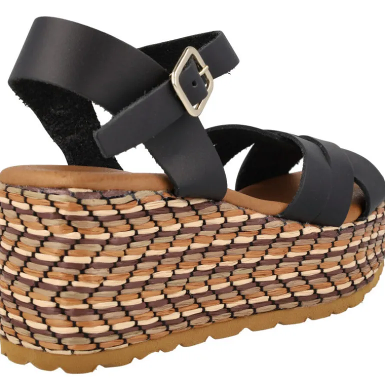 Sandalias de piel con platafoma de rafia Tiziana