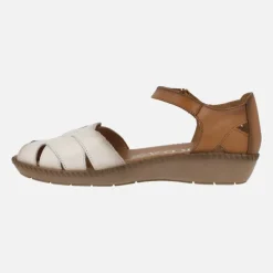 Sandalias de piel con puntera abierta y pulsera al tobillo