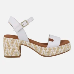 Sandalias de piel con tacón y plataforma de rafia Beliche Bombay