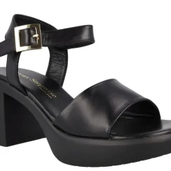 Sandalias de piel con tacón ancho y plataforma