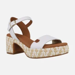 Sandalias de piel con tacón y plataforma de rafia Beliche Bombay